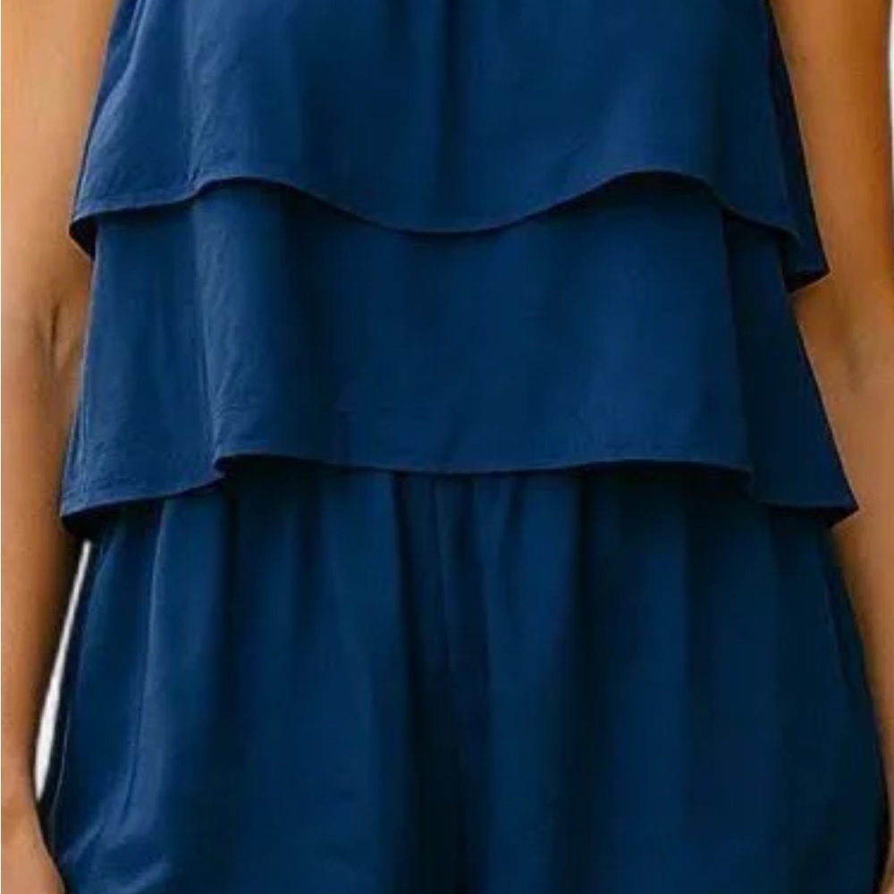 Parker Navy Blue Ruffle Romper